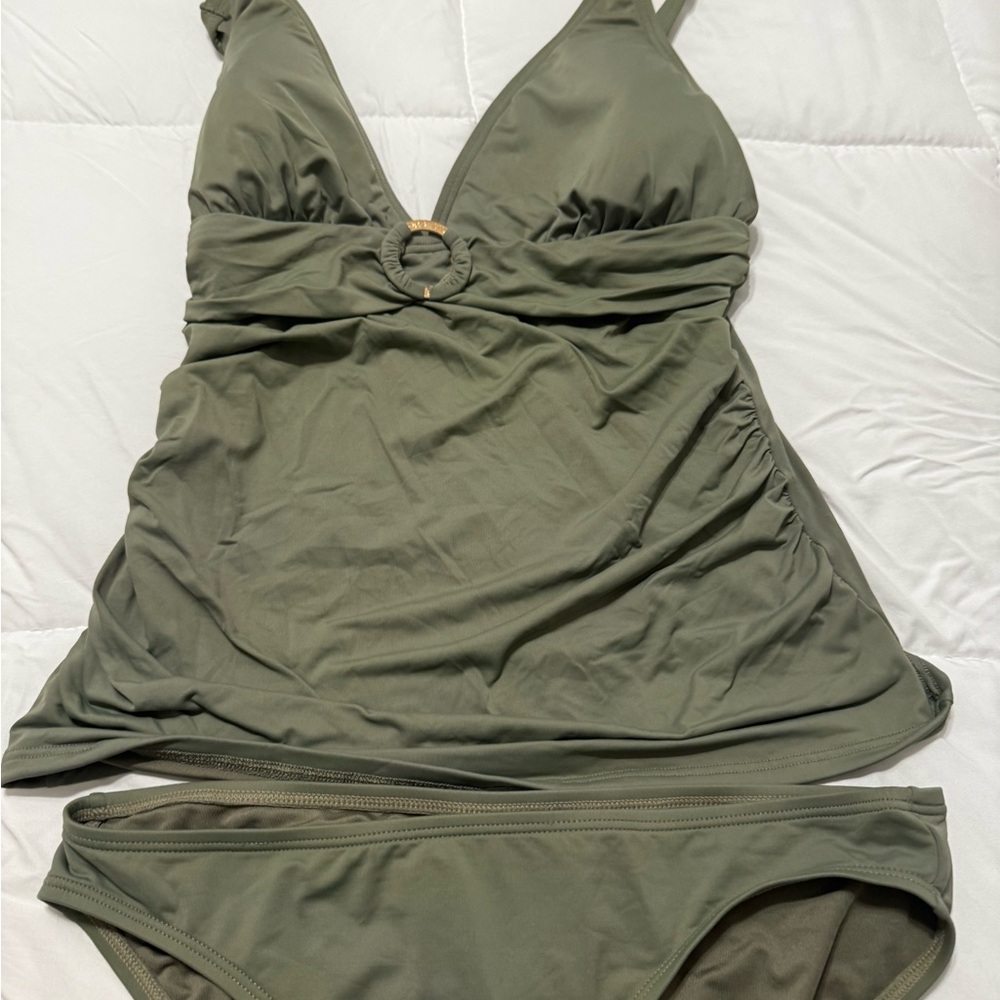 Olive Green Tankini Swimsuit Set